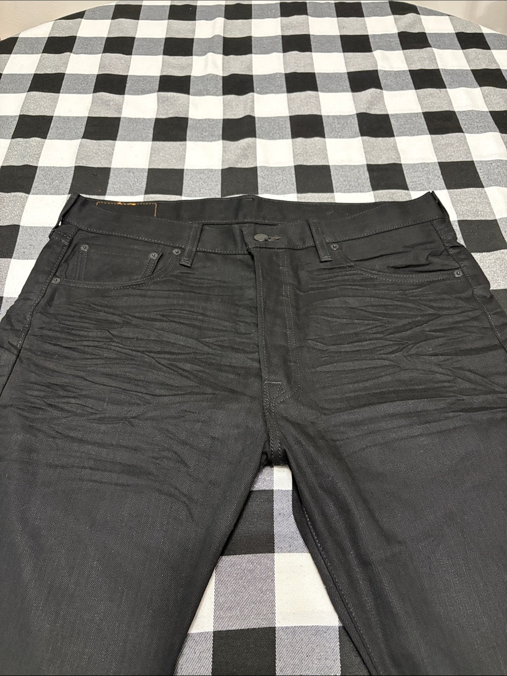 EXC Levi Levi's 501 Polished Black Button Fly Jeans Mens 36 x 36 Cotton Whiskers